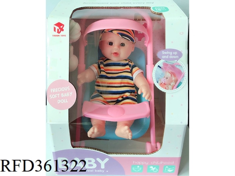 28CM FULLY ENAMELED MALE BABY WITH CART WITH IC
