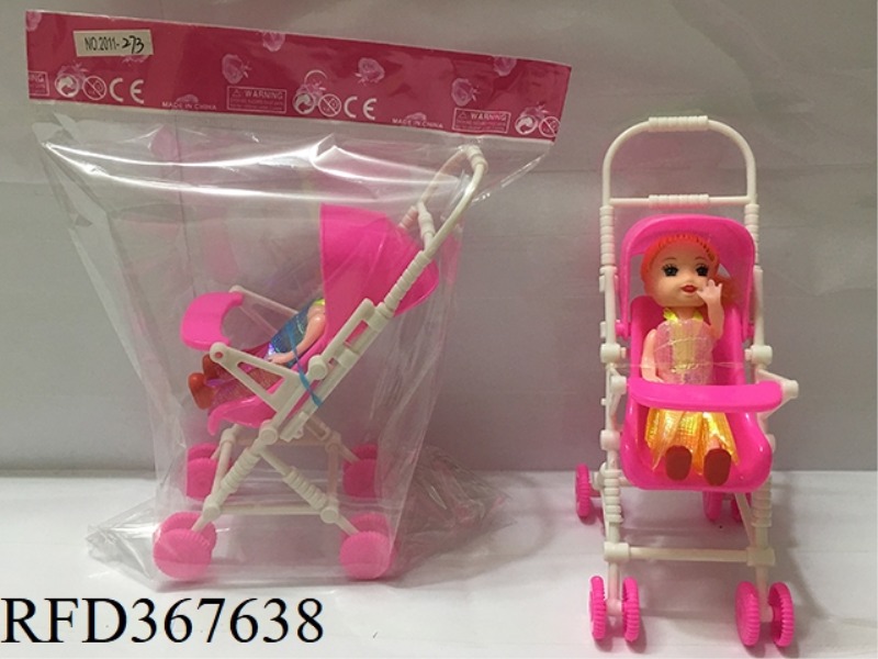 3 INCH SMALL BARBIE WITH CART