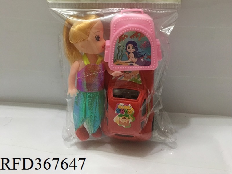 3 INCH SMALL BARBIE WITH PULL BACK SCHOOL BAG