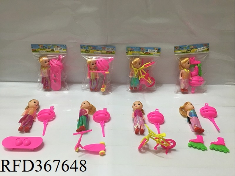 4 STYLES OF 3 INCH SMALL BARBIE WITH 2 SETS