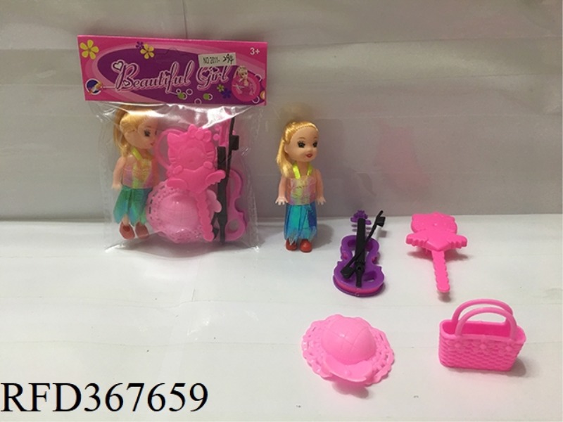 3 INCH SMALL BARBIE WITH 4 SETS