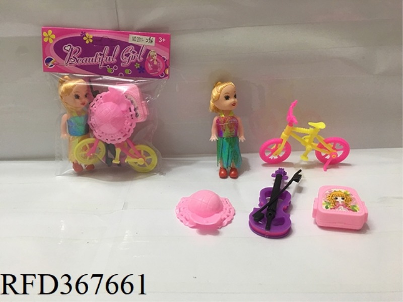 3 INCH SMALL BARBIE WITH 4 SETS