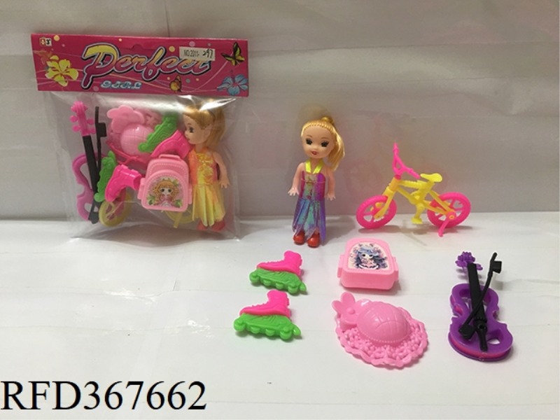 3 INCH SMALL BARBIE WITH 6 SETS