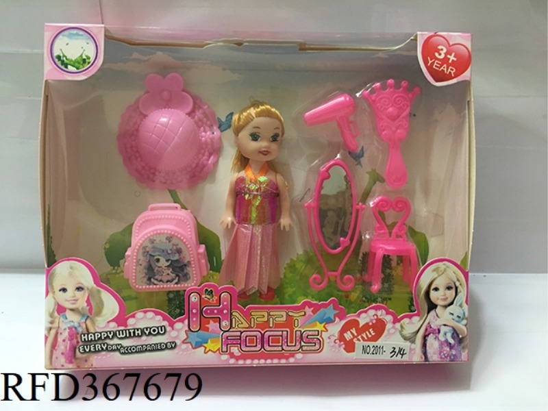 3 INCH SMALL BARBIE WITH 6 SETS