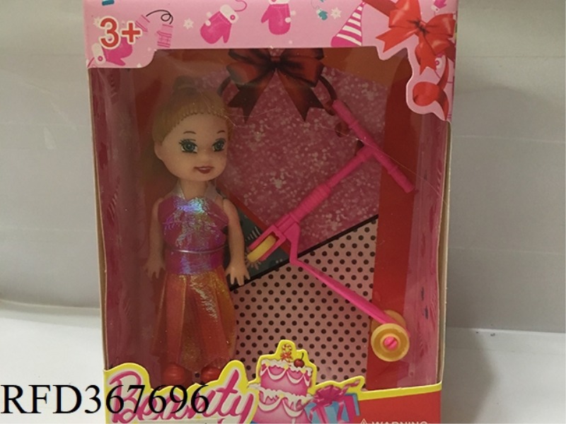 3 INCH SMALL BARBIE WITH TRICYCLE