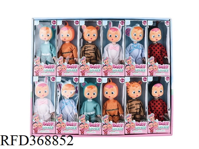 6 INCH VINYL CRYING DOLL WITH TEARING FUNCTION 6 MIXED 12PCS