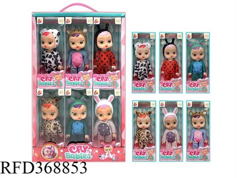 6 INCH SOLID BODY CRYING DOLL 6 MIXED 12PCS
