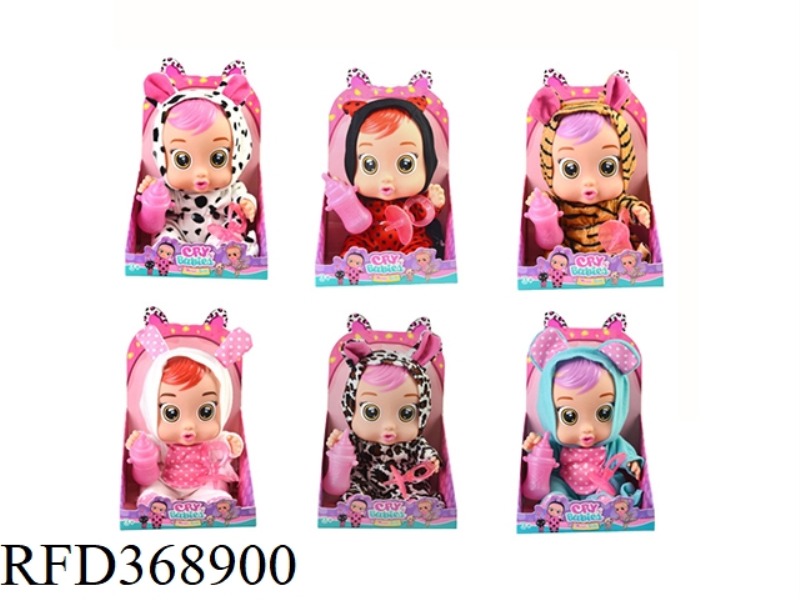 9-INCH VINYL WILL CRY CRYING DOLL WITH FOUR TONES IC CLOTHES WITH TAILS 6 ASSORTED