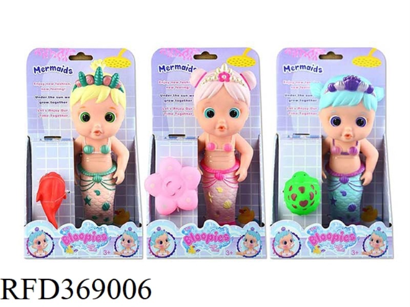 12 INCH VINYL BUBBLE BLOWING MERMAID WITH SWIMMING RING, TWO DUCKS, FOUR TYPES OF MIXED FUNCTION, BU