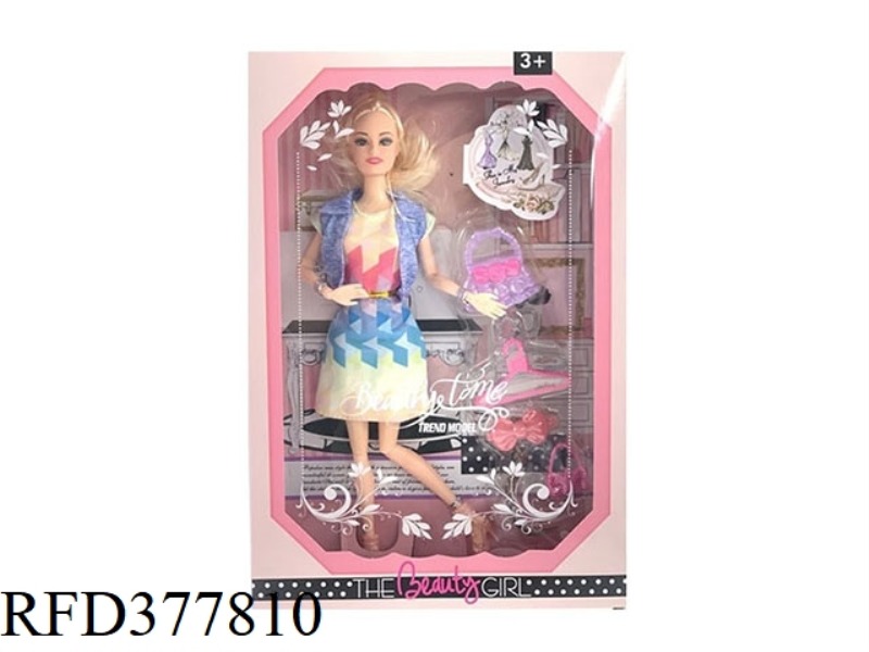11.5-INCH 11-JOINT SOLID BODY BARBIE WITH TOTE BAG, HANGER, BOW ACCESSORIES