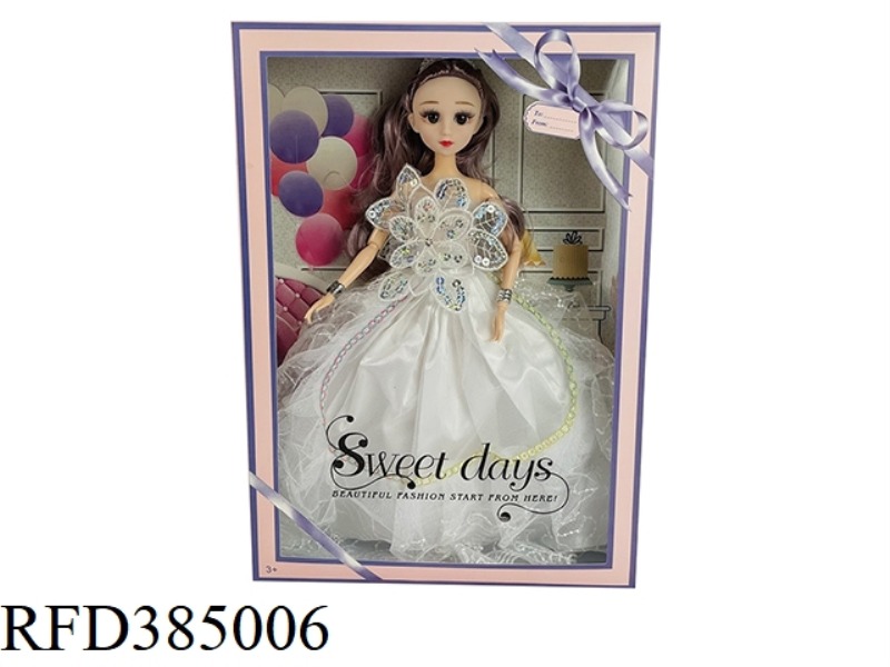 11.5 INCH 9 JOINTS REAL BODY 3D EYEBALL WEDDING DRESS BARBIE WITH BRACELET