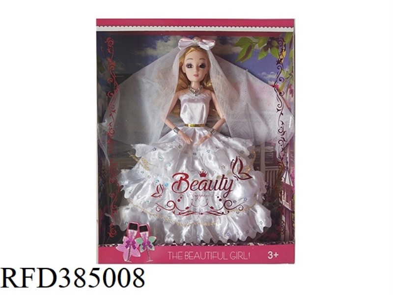 11.5-INCH 9-JOINT REAL WEDDING DRESS BARBIE WITH BRACELET AND NECKLACE