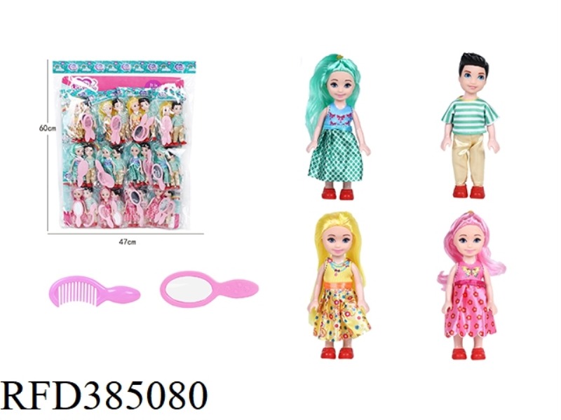 6-INCH ASSORTED DOLLS WITH COMB AND MIRROR 12PCS
