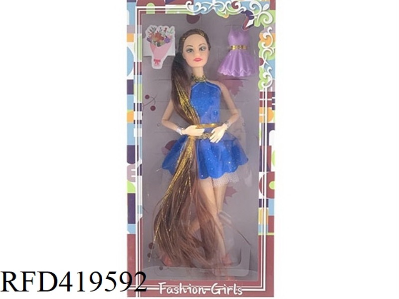 11.5-INCH 11-JOINT SOLID BODY LONG HAIR DRESS BARBIE WITH DRESSING DRESS
