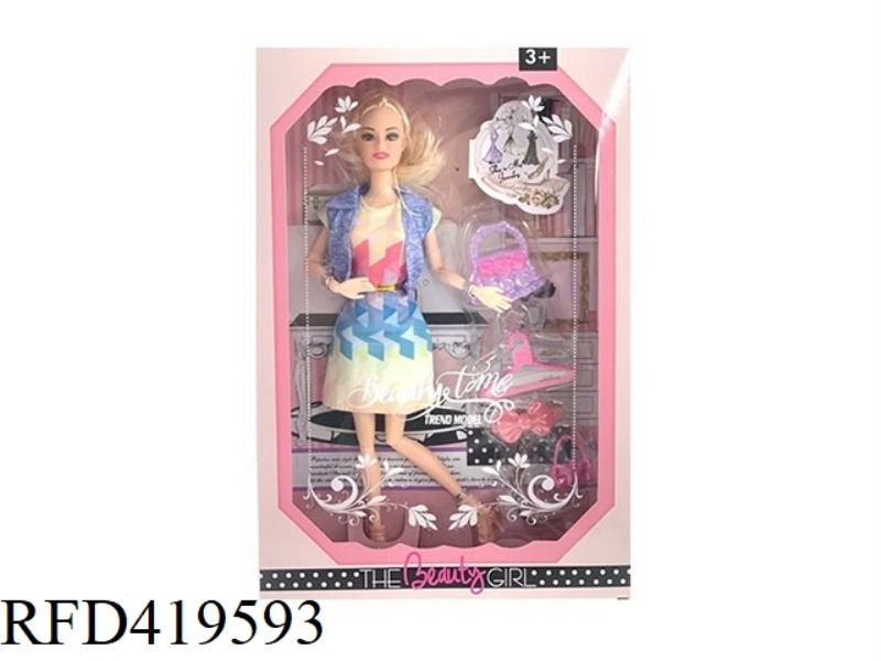 11.5-INCH 11-JOINT SOLID BODY BARBIE WITH TOTE BAG, HANGER, BOW ACCESSORIES