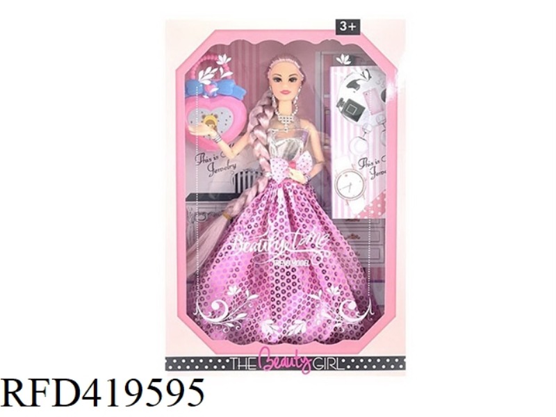11.5-INCH 9-JOINT REAL WEDDING DRESS WITH BIG BRAID BARBIE WITH TOTE BAG
