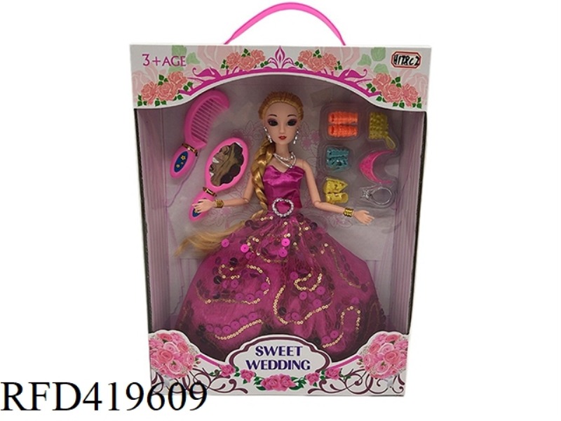 HIGH-END BOXED 11.5-INCH SOLID BODY WITH 12 JOINTS 3D EYEBALL WEDDING DRESS BARBIE WITH ACCESSORIES
