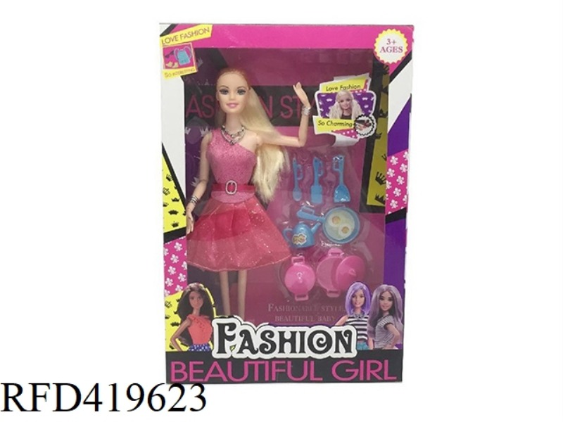 11.5-INCH 9-JOINT SOLID BODY BARBIE WITH COOKING BLISTER ACCESSORIES