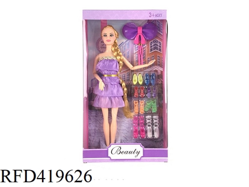 NEW HIGH-END 11.5-INCH SOLID BODY 11-JOINT FASHION BARBIE PRINCESS WITH BUTTERFLY CLIP AND SHOE SET