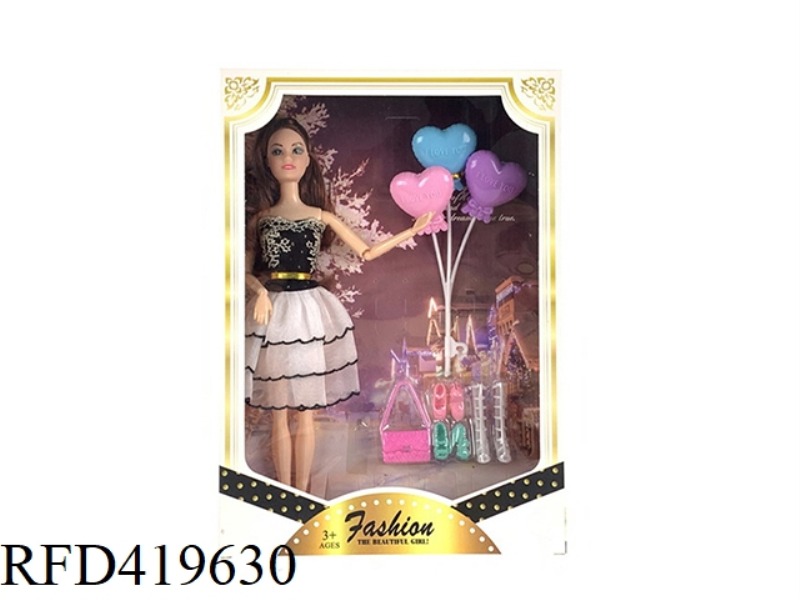THEME NEW HIGH-END 11.5-INCH SOLID BODY 11-JOINT FASHION BARBIE PRINCESS WITH BALLOON SHOE SET