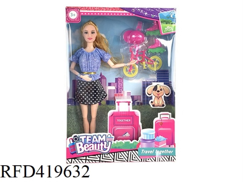 THEME NEW HIGH-END 11.5-INCH SOLID BODY 11-JOINT FASHION LONG HAIR BARBIE PRINCESS WITH BICYCLE KIT