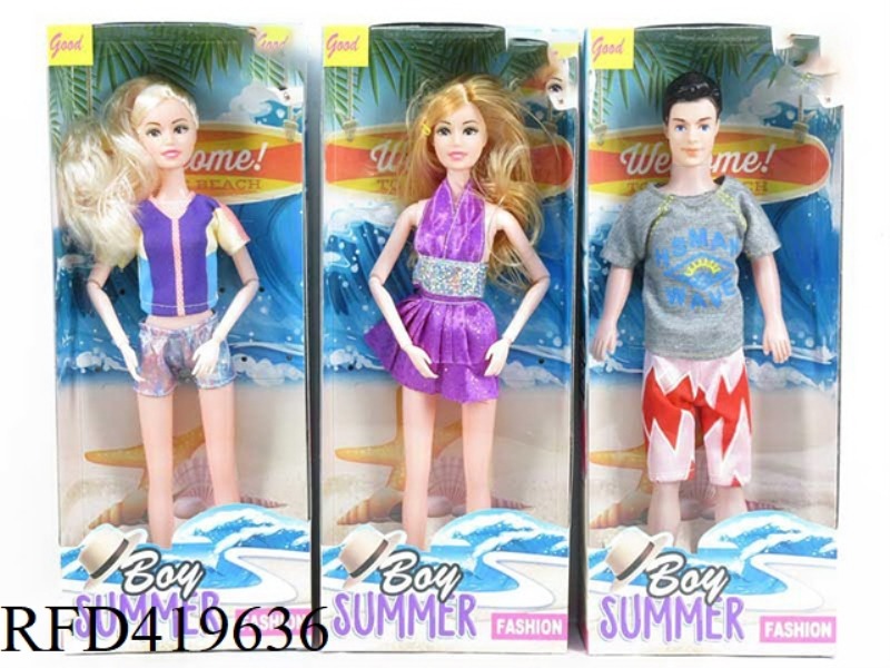 HIGH-END 11-INCH SOLID BODY 9-JOINT BEACH SWIMWEAR GIRL AND 11-INCH EMPTY BODY SURFING BOY