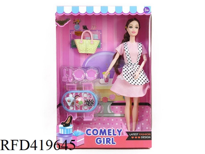 NEW 11-INCH SOLID BODY 9-JOINT GIRL WITH CUTLERY AND DINING TABLE
