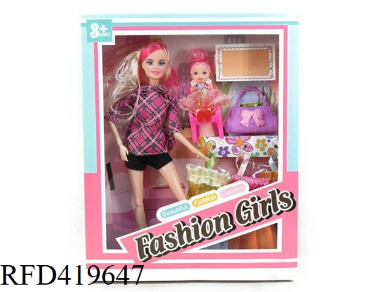 THE NEW 11-INCH SOLID FASHION GIRL SHORT OUTFIT, WITH CHILDREN AND BAGS