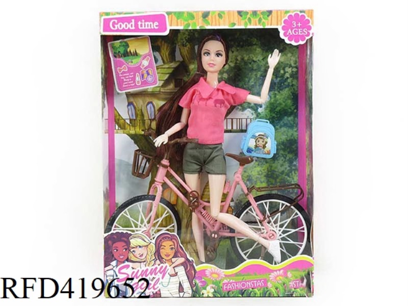 NEW 11 INCH SOLID BODY 11 JOINT SHORT GIRL WITH BICYCLE AND SCHOOL BAG