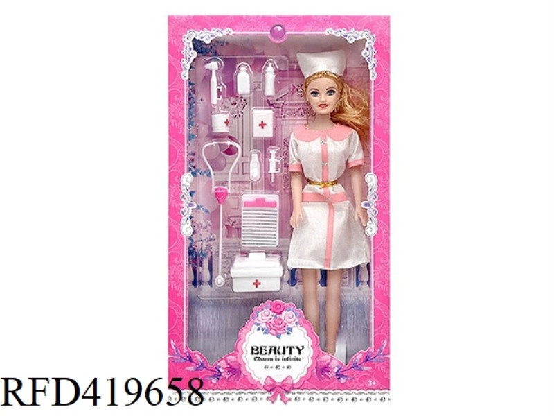 NEW 11.5-INCH STYLISH NURSE EMPTY BODY WITH MEDICAL ACCESSORIES
