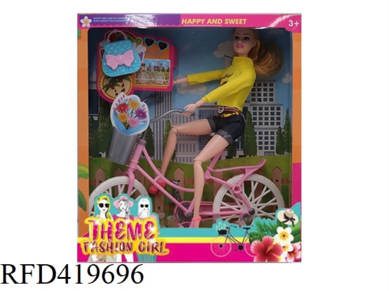 HIGH-END 11.5-INCH 11-JOINT SOLID BODY THEMED BICYCLE FASHION BARBIE WITH ACCESSORIES