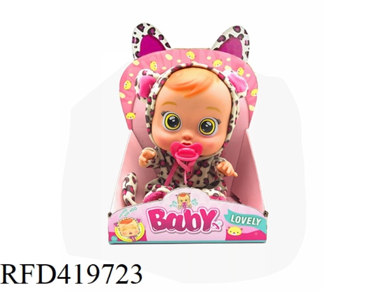 14 INCH VINYL CRYING DOLL WITH FOUR TONES OF MUSIC WITH PACIFIER