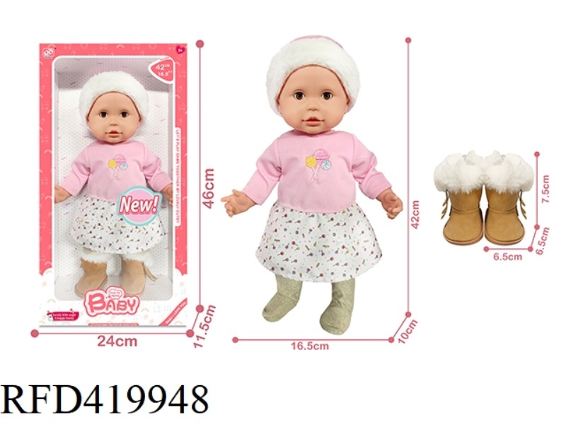 16.5 INCH COTTON BODY DOLL + SNOW BOOTS