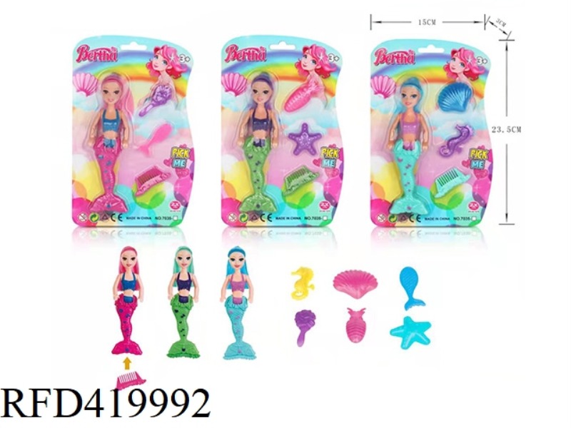 SINGLE VILLAGE 7-INCH MERMAID WITH SMALL ACCESSORIES (3 TYPES ASSORTED)