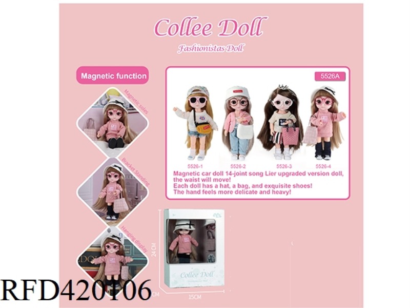 14-JOINT 6-INCH DOLL, 4 ASSORTED, WITH MAGNETIC FEET, IRON SHEET AND PERSONALIZED STICKERS