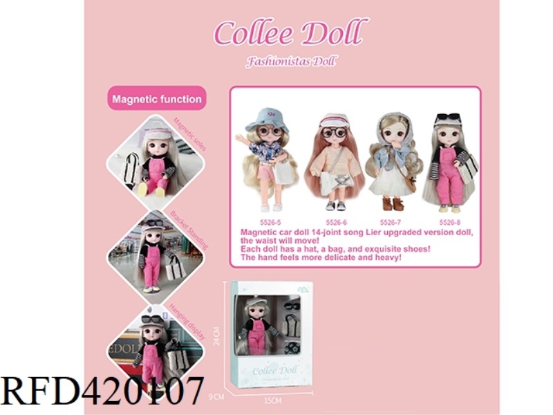 14-JOINT 6-INCH DOLL, 4 ASSORTED STYLES, WITH MAGNETIC FEET, IRON PLATES AND PERSONALIZED STICKERS