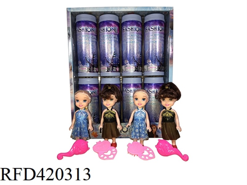 6-INCH SOLID BODY FROZEN BARBIE WITH MIRROR AND COMB 2 MIXED 8 CANS