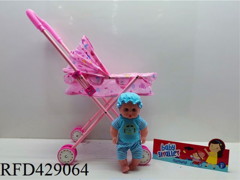 IRON TROLLEY WITH DOLL WITH IC