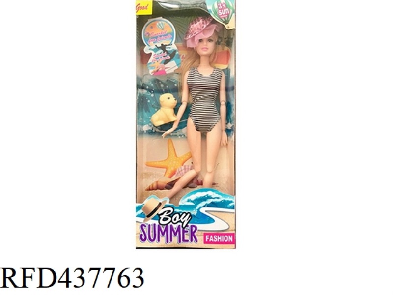 11.5 INCH SOLID BODY 12 JOINT SUMMER SWIMSUIT BARBIE WITH PUPPY