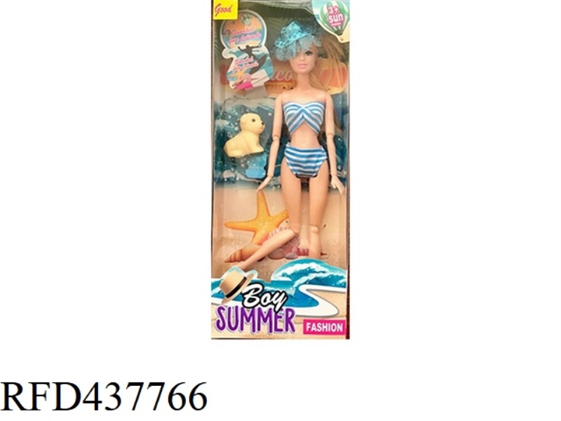 11.5 INCH SOLID BODY 12 JOINT SUMMER SWIMSUIT BARBIE WITH PUPPY