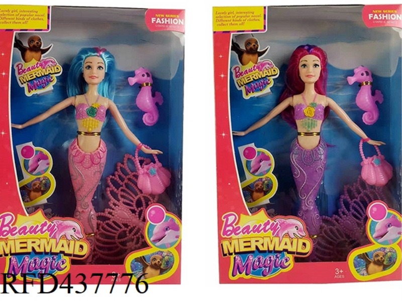 SOLID 12-INCH MERMAID BARBIE 2-COLOR MIXED WITH LIGHT, WITH ACCESSORIES, WITH LIGHT, MUSIC
