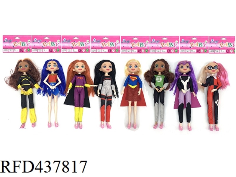 SINGLE 10 INCH FULL BODY 12 JOINT DC SUPERHERO GIRL (8 MIXED CLOTHES)