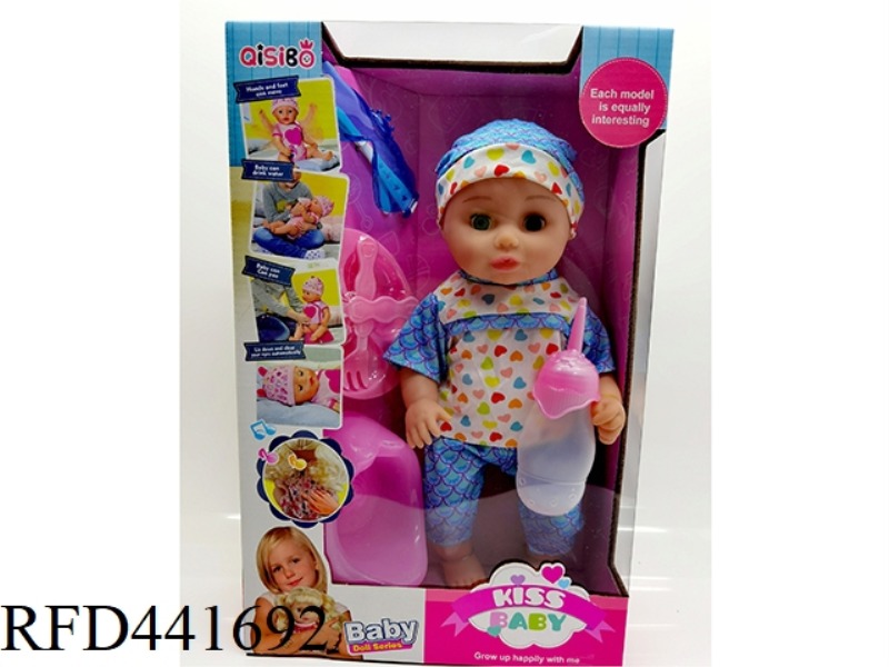 14 INCH WATER DRINKING AND URINATION LIVE EYE DOLL HEAD AND LIMBS TAPE LINED IC