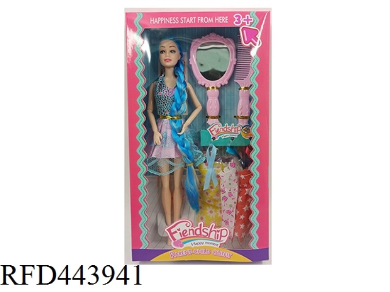 11.5-INCH 9-JOINT SOLID FASHION DRESS BARBIE WITH LARGE COMB, LARGE MIRROR AND CLOTHES