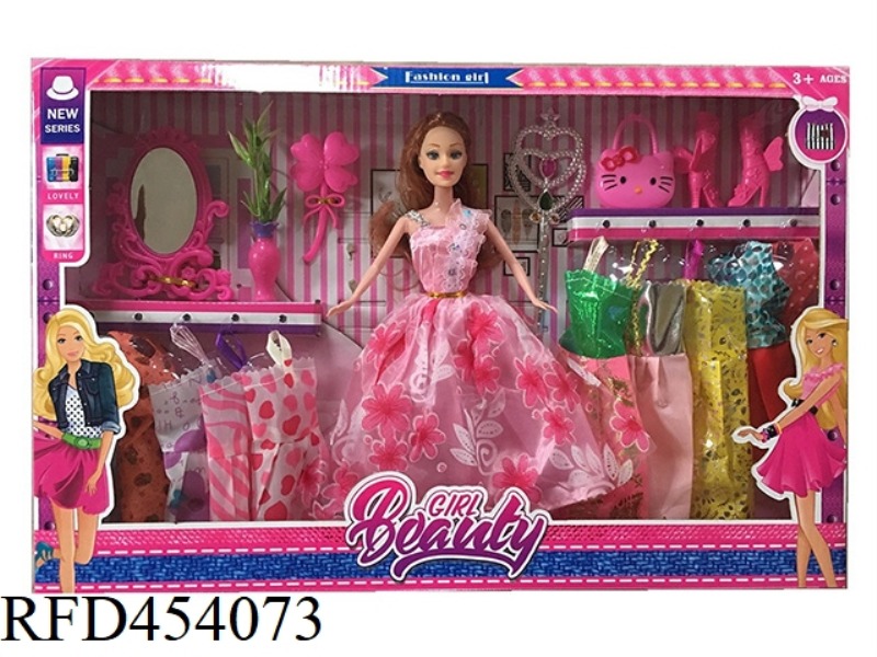11.5 INCH REAL BODY LIVE HAND WEDDING DRESS BARBIE WITH MIRROR, VASE, COMB, SCEPTER, HANDBAG, SHOE A