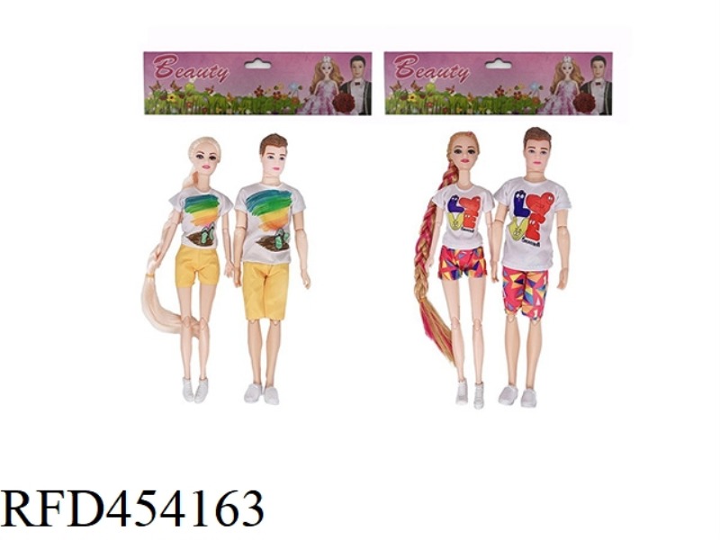 11.5-INCH 12-JOINT SOLID BODY WOMAN AND 11.5-INCH 12-JOINT SOLID BODY MAN COUPLE BARBIE 2 STYLES 4 M