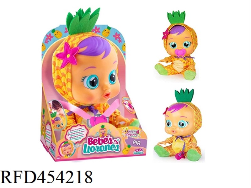 (PINEAPPLE) 14 INCH VINYL CRYING DOLL WITH FOUR TONES MUSIC FRUIT SERIES