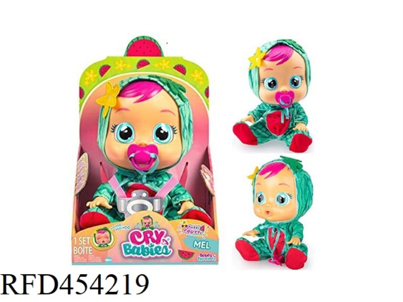 (WATERMELON) 14 INCH VINYL CRYING DOLL WITH FOUR TONES MUSIC FRUIT SERIES