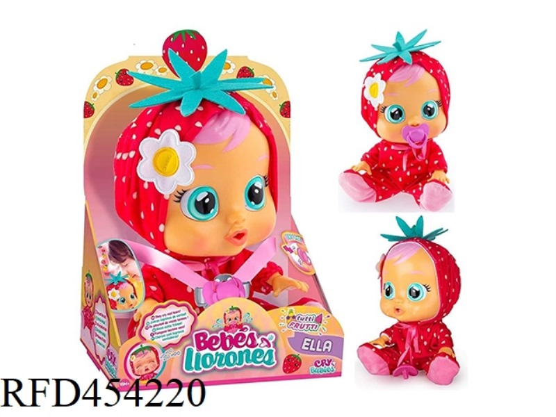 (STRAWBERRY) 14 INCH VINYL CRYING DOLL WITH FOUR TONES MUSIC FRUIT SERIES