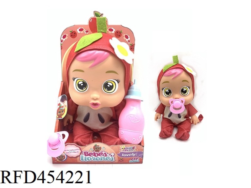 (APPLE) 14 INCH VINYL CRYING DOLL WITH FOUR TONES MUSIC FRUIT SERIES